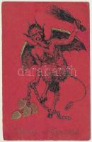 Krampusz - dombornyomott üdvözlet / Krampus - embossed greeting (fl)