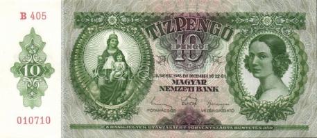 1936. 10P (7x) egymás utáni sorszámokkal, egyik darabon számos papírránccal T:I