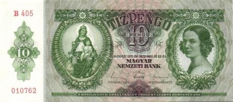 1936. 10P (7x) egymás utáni sorszámokkal, egyik darabon papírránccal T:I