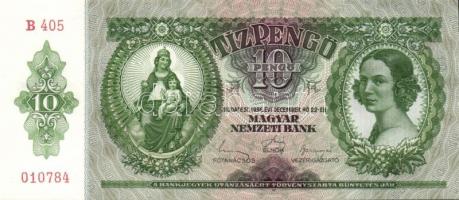 1936. 10P (7x) egymás utáni sorszámokkal, egyik darabon számos papírránccal T:I