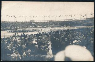 cca 1910 Torino stadion atlétikai gyakorlatok fotólap