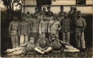 1916 Osztrák-magyar katonák csoportja / WWI Austro-Hungarian K.u.K. military, group of soldiers. photo (kis szakadás / small tear)