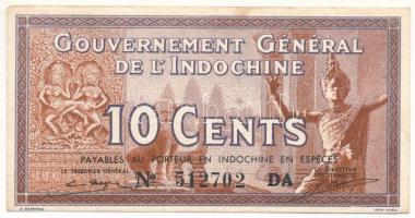 Francia Indokína 1939. 10c T:XF hajtatlan, apró sarokhiány, folt French Indochina 1939. 10 Cents C:XF unfolded, small missing corner, spotted Krause P#85