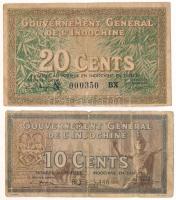 Francia Indokína 1939. 10c + 20c alacsony "BX 000350" sorszámmal T:VG
French Indochina 19...