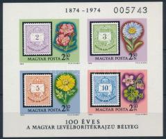 1974 100 éves a levélborítékrajzú bélyeg vágott blokk (4.000)