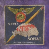 cca 1939 Schuler József iróngyár - NEM! NEM! SOHA! ceruza doboz irredenta felirattal és grafikával, ...