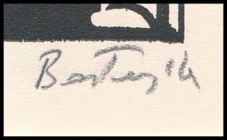 Bortnyik Sándor (1893-1976): Alakok, linómetszet, papír, paszpartuban, utólagos jelzéssel, 11,5×8,5 ...