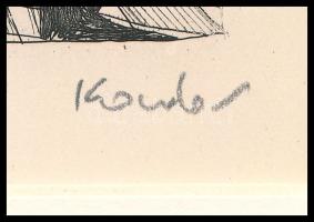 Kondor Béla (1931-1972): Ördög, rézkarc, papír, utólagos jelzéssel, paszpartuban, 12×8,5 cm