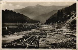 1939 Kőrösmező, Körösmező, Yasinia, Yasinya, Jaszinya, Jassinja, Jasina (Máramaros); Vory na Cerné Tise / tutajok a Fekete Tiszán / rafts (EK)