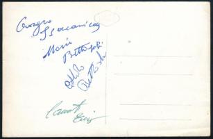 International Troupe Mario tagjainak aláírása az őket ábrázoló kép hátoldalán