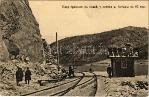 1917 Siberia, Angara riverside, railway line (small tear)