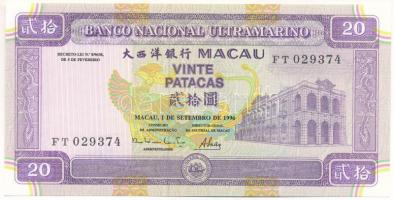 Makaó 1996. 20P T:UNC Macau 1996. 20 Patacas C:UNC Krause P#66