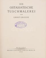 Grosse, Ernst: Die Ostasiatische Tuschmalerei. Die Kunst des Ostens Band VI. Berlin, 1922, Bruno Cassirer. Gazdag fekete-fehér képanyaggal illusztrálva. Német nyelven. Kiadói aranyozott félvászon-kötés, "Katolikus Missziók Szerkesztősége" bélyegzőjével.