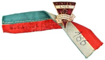 1958. "Kinizsi Liga - Országos Táborozás 1958" zománcozott jelvény, vörös fehér "Országos Táborozás Siófok 1958" szalagon (24x20mm) T:AU