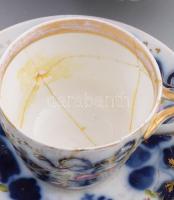 Fischer & Mieg Pirkenhammer kávés készlet. cca 19. sz. második fele, máz alatti kobalt festéssel...