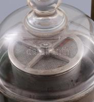 Antik bécsi kávéfőző, cca 1890-1910, fém, üveg fedőrésszel, porcelán talppal, kis fogóhiánnyal, m: 3...