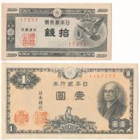 Japán 1947. 10s + 1946. 1Y T:AU,F szép papír Japan 1947. 10 Sen + 1946. 1 Yen C:AU,F fine paper Krause P#84, P#85