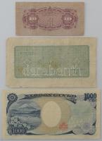Japán 1944. 10s + 1946. 10Y + 2004-2011. 1000Y T:F,VG közte szép papír
Japan 1944. 10 Sen + 1946. 1...