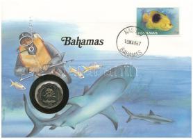 Bahamák 1985. 10c felbélyegzett borítékban, bélyegzéssel, német nyelvű leírással T:UNC  Bahamas 1985. 10 Cents in envelope with stamp and cancellation, with German description C:UNC