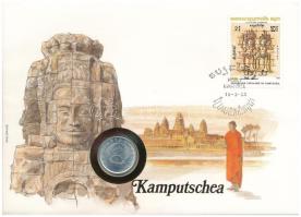 Kambodzsa 1979. 5s, felbélyegzett borítékban, bélyegzéssel, német nyelvű leírással T:UNC  Cambodia 1979. 5 Sen in envelope with stamp and cancellation, with German description C:UNC