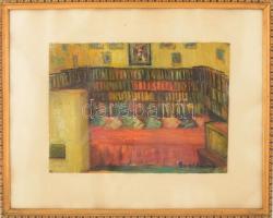 Gaál Lajos jelzéssel: Enteriőr. Olaj, karton. Üvegezett fakeretben. 25x35 cm