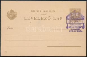 1900 2kr millenniumi díjjegyes levelezőlap "NEMZETKÖZI KÉPES LEVELEZŐLAP KIÁLLÍTÁS BUDAPEST" alkalmi bélyegzéssel