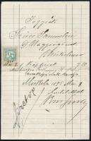 1895 Miskolc, Koos Soma üveg, porcelán, kőedény kereskedő grafikus reklámos számlája a kereskedő alá...