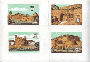 Gönczi Béla (1934-): Magyar várak 10 db linómetszet, jelzett a metszeten. 10x15 cm