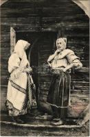 Lopassó, Lopasov; Zeny v Lopasove, Nitrianská stol, Slovenské kroje. P. Sochán C. 35. 1912. / lányok népviseletben / folklore, girls (fl)