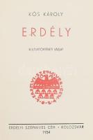 Kós Károly: Erdély. Kulturtörténeti vázlat. Az Erdélyi Szépmíves Céh 10 éves jubileumára kiadott díszkiadás III. Kolozsvár, 1934, Erdélyi Szépmíves Céh. Kós Károly egészoldalas linómetszeteivel. Kiadói egészvászon-kötés,