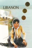 Libanon 1996. 100-500L (3xklf) forgalmi összeállítás karton díszlapon T:UNC,AU patina Lebanon 1996. ...