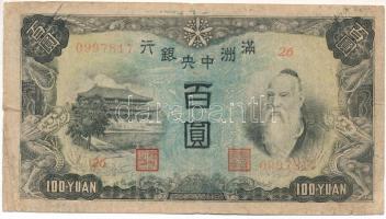 Kína / Japán bábállamok / Mandzsukuo 1944. 100Y T:VG  China / Japanese Puppet States / Manchoukuo 1944. 100 Yuan C:VG Krause P#J138