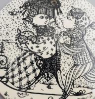 Björn Wiinblad Nymolle Denmark dán design porcelán dísztálak. Az év 12 hónapjára, különböző grafikák...