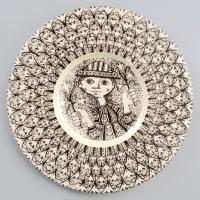 Bjorn Wiinblad terv., Nymolle Denmark dán design díszítésű fali dísztányér. Jelzett, hibátlan, d: 20 cm