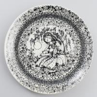 Bjorn Wiinblad terv., Nymolle Denmark dán design: Négy évszak sorozatból a nyár, fali dísztányér. Jelzett, hibátlan, d: 17 cm