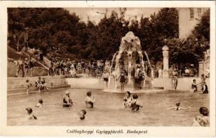 1933 Budapest III. Csillaghegyi gyógyfürdő, strand, fürdőzők. Hátoldalon reklám (EK)