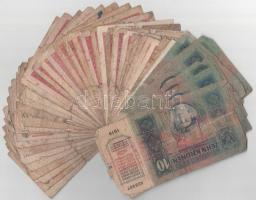 46db-os vegyes, gyenge tartású korona bankjegy tétel, mind valamilyen felülbélyegzéssel, közte 1915....