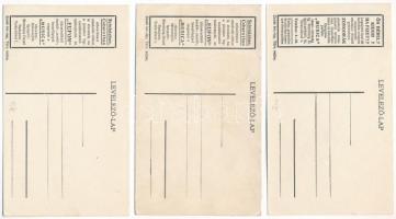 3 db RÉGI kottás zenés levelező-lap hátoldali reklámmal: Musica részvénytársaság