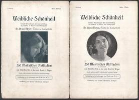 cca 1910 Weibliche Schönheit szecessziós akt újságok, 5 db, foltos lapokkal