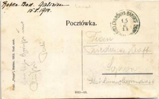 1914 Rabka-Zdrój, Kosciól nowy / church / új templom + vasúti bélyegző (Chabówka Bahnhof) (fl)