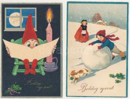 2 db RÉGI újévi üdvözlő képeslap / 2 pre-1930 Hungarian New Year greeting postcards