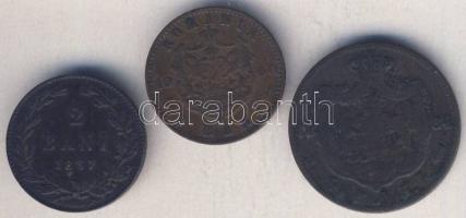 Románia 1867. 2B + 1884. 5B I. Károly + 1900. 2B I. Károly T:3