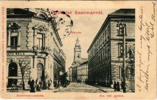 1901 Szatmárnémeti, Szatmár, Satu Mare; zárda, Guttman palota, református gimnázium, Horváth Béla üzlet. Weisz Izsák kiadása / nunnery, palace, shop, grammar school (EK)