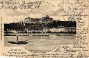 1901 Budapest I. Királyi vár, várkert, Hotel Fiume szálloda, gőzhajó. Divald Károly 10. sz. (Rb)