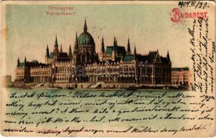 1904 Budapest V. Országház, Parlament. Erdélyi cs. és kir. udvari fényképész felvétele után, litho (fa)