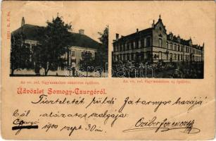 1900 Csurgó, Somogy-Csurgó; Református főgimnázium százéves épülete és az új épület (b)