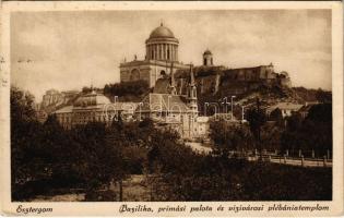 1926 Esztergom, Bazilika, prímási palota és vízivárosi plébániatemplom. Buzárovits Gusztáv kiadása (EK)