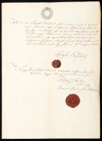 1853 Válly, Egerfarmos 2 db örökszerződés földügyben, aláírásokkal viaszpecséttel, 15kr szignettával