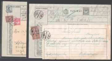 1916 Távirat 1,20K kézi bérmentesítéssel, 2 x 60f H&S perfinnel "BUDAPEST" - Bonyhád + belkezelési lap darabja 10f, 60f + 2K bérmentesítéssel