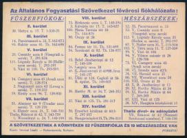 cca 1936 Az Általános Fogyasztási Szövetkezet reklámlapja, hátoldalon a budapesti fiókok listájával,...